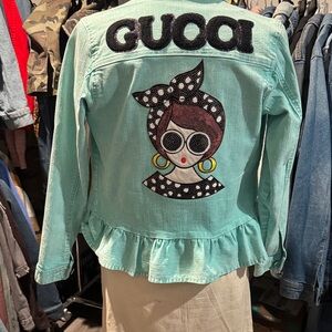 Light Blue Denim Jacket with Graphic Patch